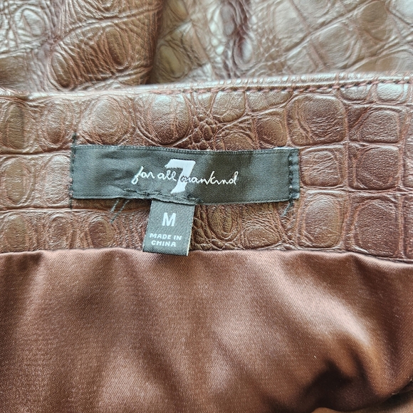 7 For All Mankind Strapless Dress Brown Faux Leather Snakeskin Print Sexy Medium - Picture 7 of 13